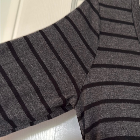 Striped Black and Gray Maternity Dress - Picture 2 of 4